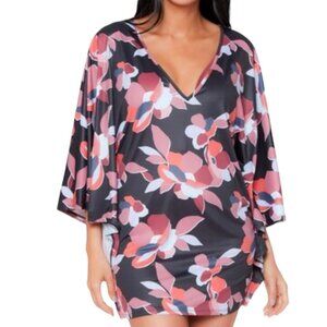 BAR III Floral Caftan Women's Swimwear Cover-Up Size XS Batwing Sleeve
